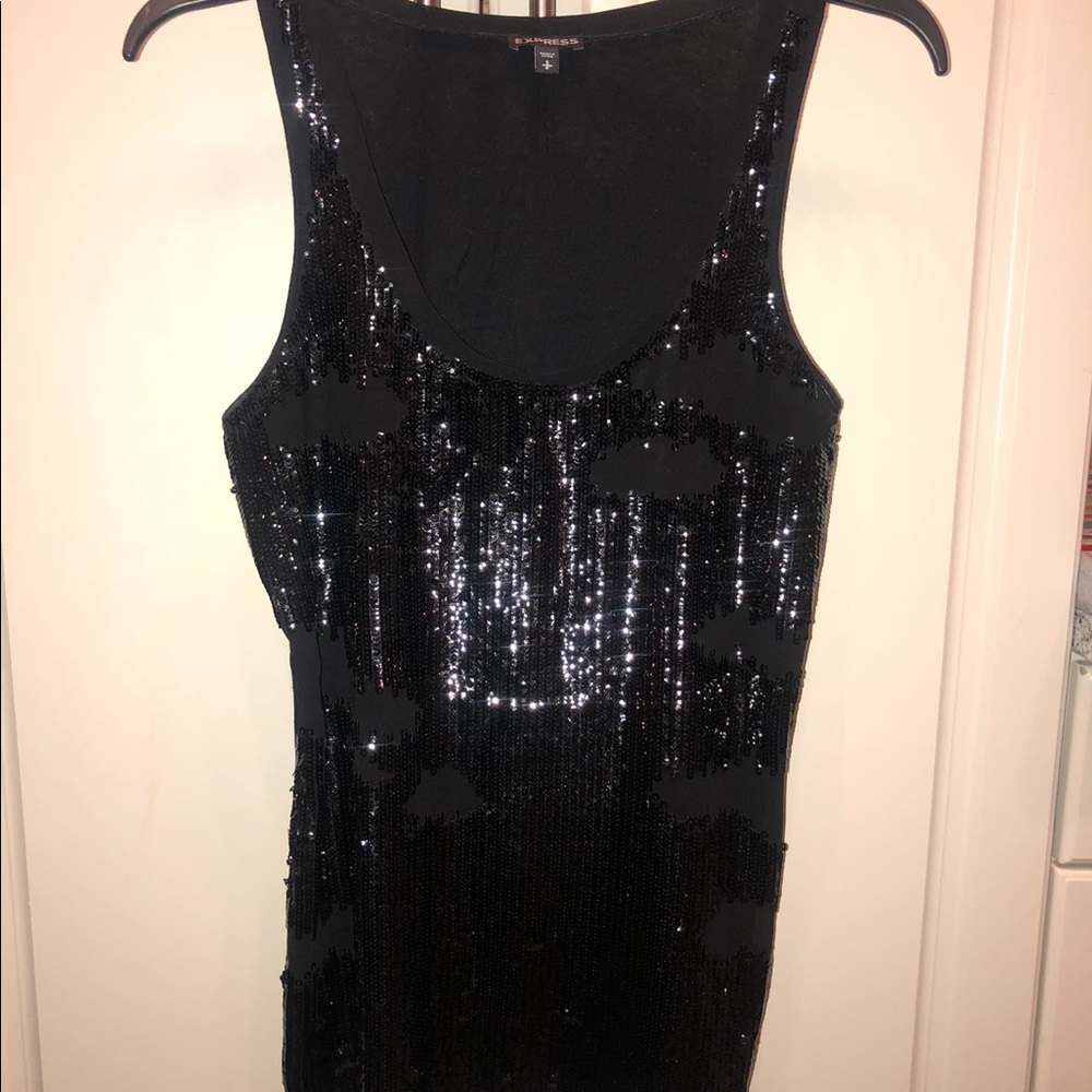Express Black Tank Top with Sequence